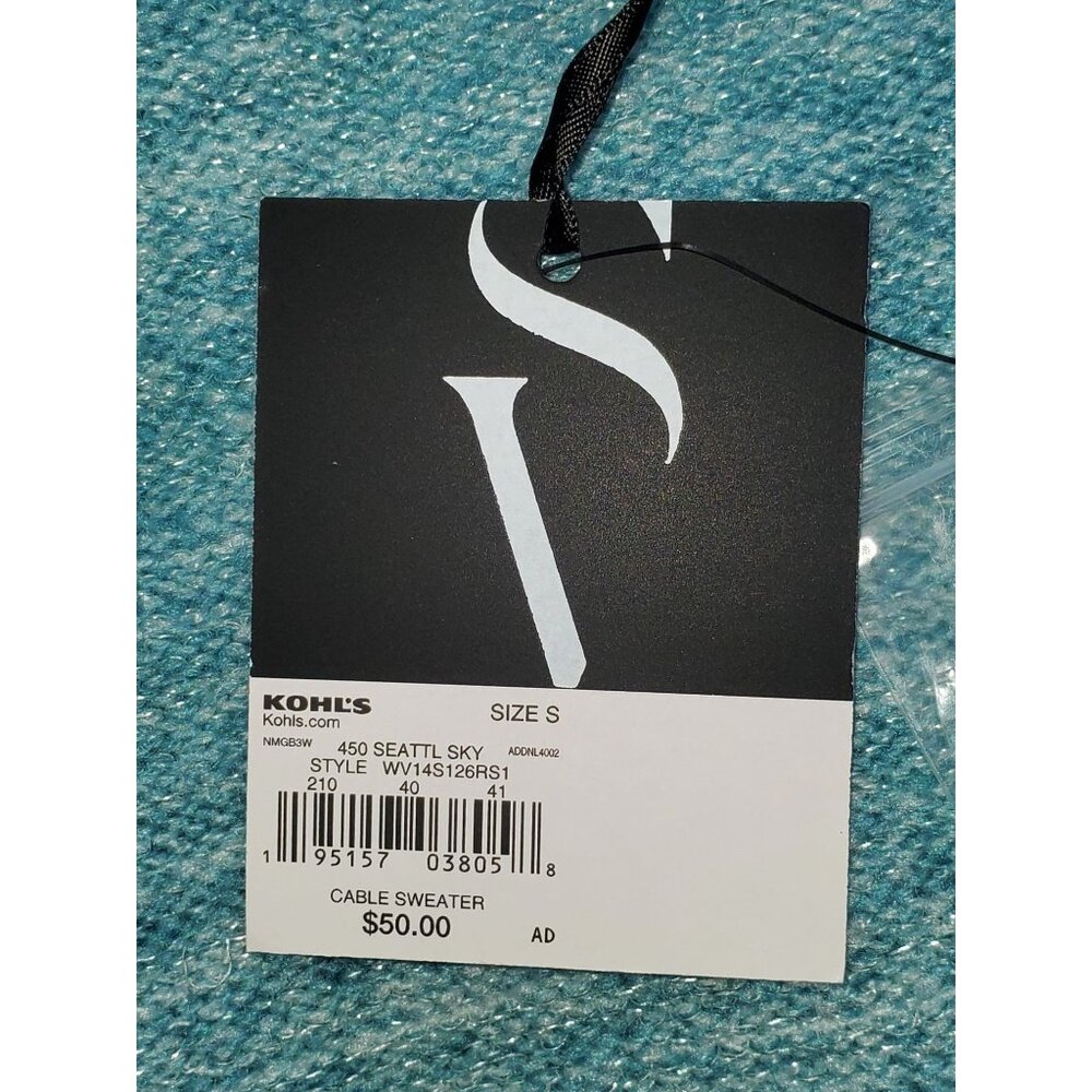 NWT Women's Simply Vera Vera Wang Oversized Asymmetrical Cable Sweater Sz S 1283 - Picture 7 of 9